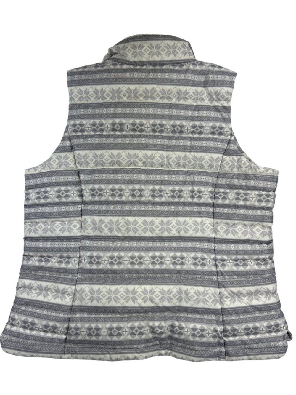 NWOT Lands' End Women's XL Goose Down Puffer Vest Gray White Fair Isle Snowflake - Picture 9 of 10